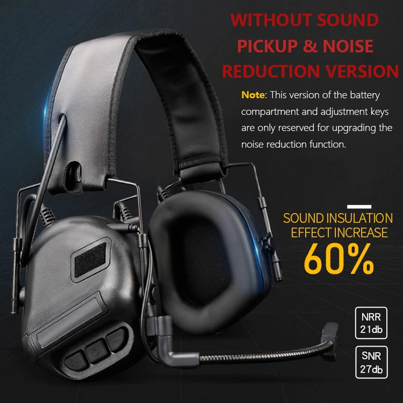 Tactical Militar Headset Without Sound Pickup Noise Reduction Version Head Wearing Hunting Airsoft Shooting Earphone