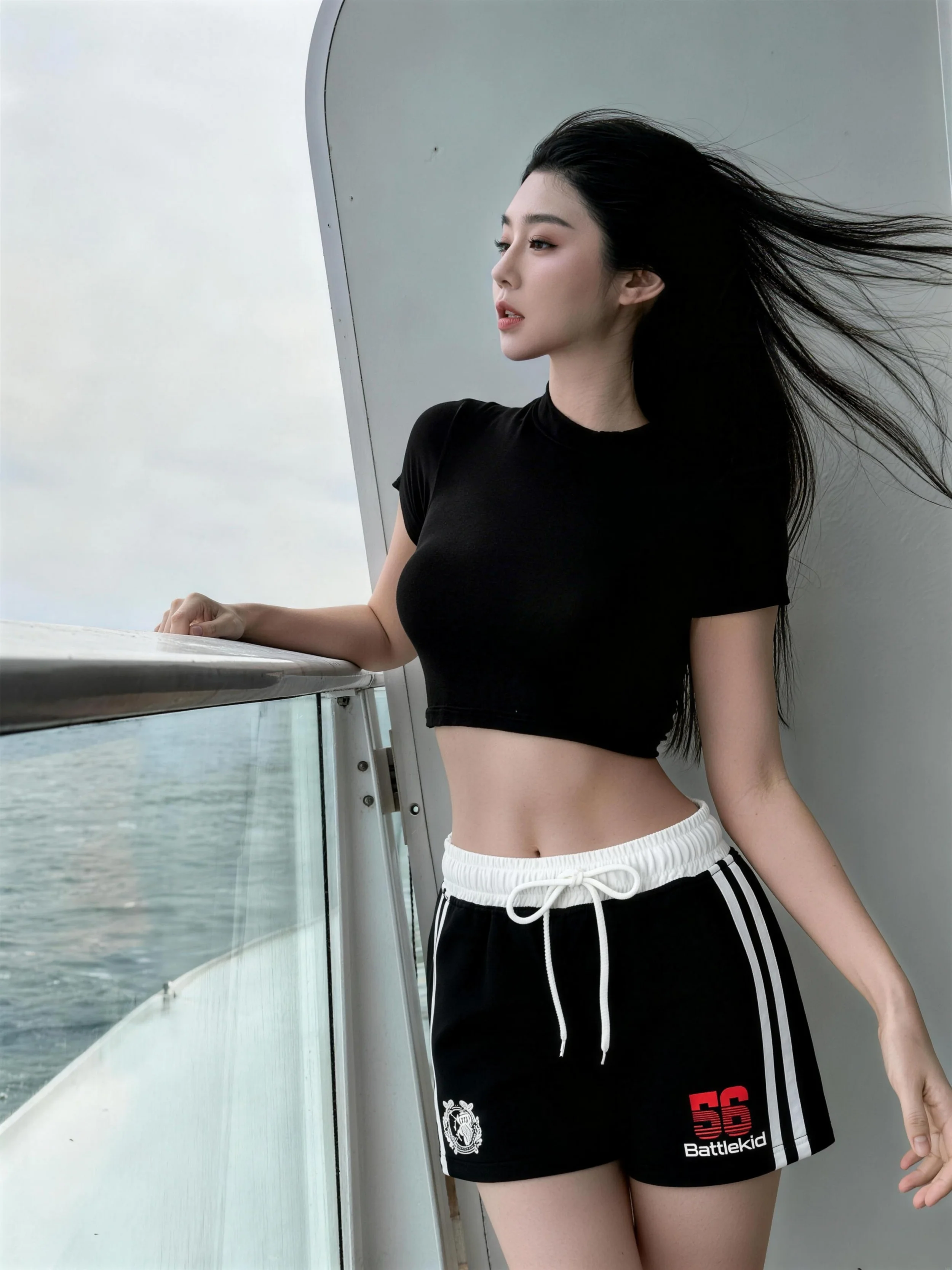 High Waist Black Lettering Sports Shorts Women's Summer American Style Spicy Girl Casual Running Yoga Three-quarter Length Ho...
