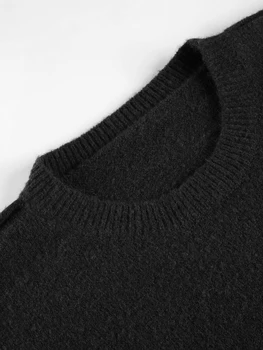 Plus-Size Women's Long Crew-Neck Knit Sweater 6 Plus‑size women's pullover sweater for autumn and winter, comfortable, skin‑friendly, stylish long crew‑neck sweater 6