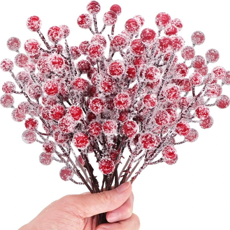 5/10Pcs Chritsmas Decoration Snowflake Red Berry Branche Chritsmas Tree Pendant for Home Decor Xmas New Year 2025 Gift Accessory