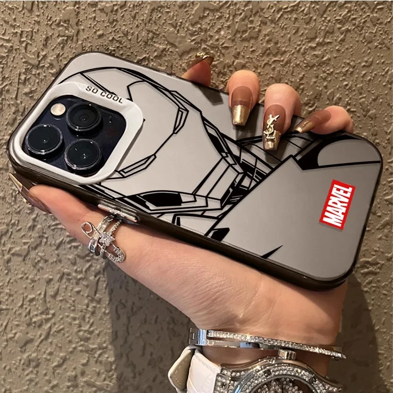 حافظة لهاتف آيفون 16E 11 12 16 15 14 13 Pro Max XS X XR Plus 8 7 SE 2020 Spider Marvel Spiderman Ironman PC Cover