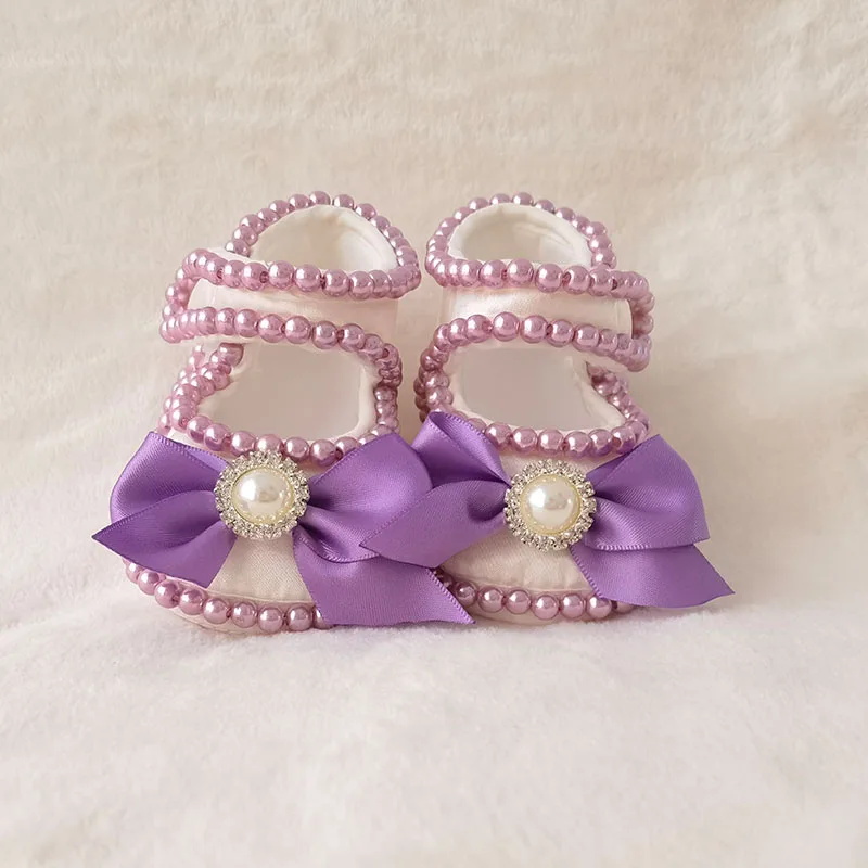 Dollbling Baby Shoes Baby Girl Shoes Wedding Party Photography First Walker Sewing Pearls