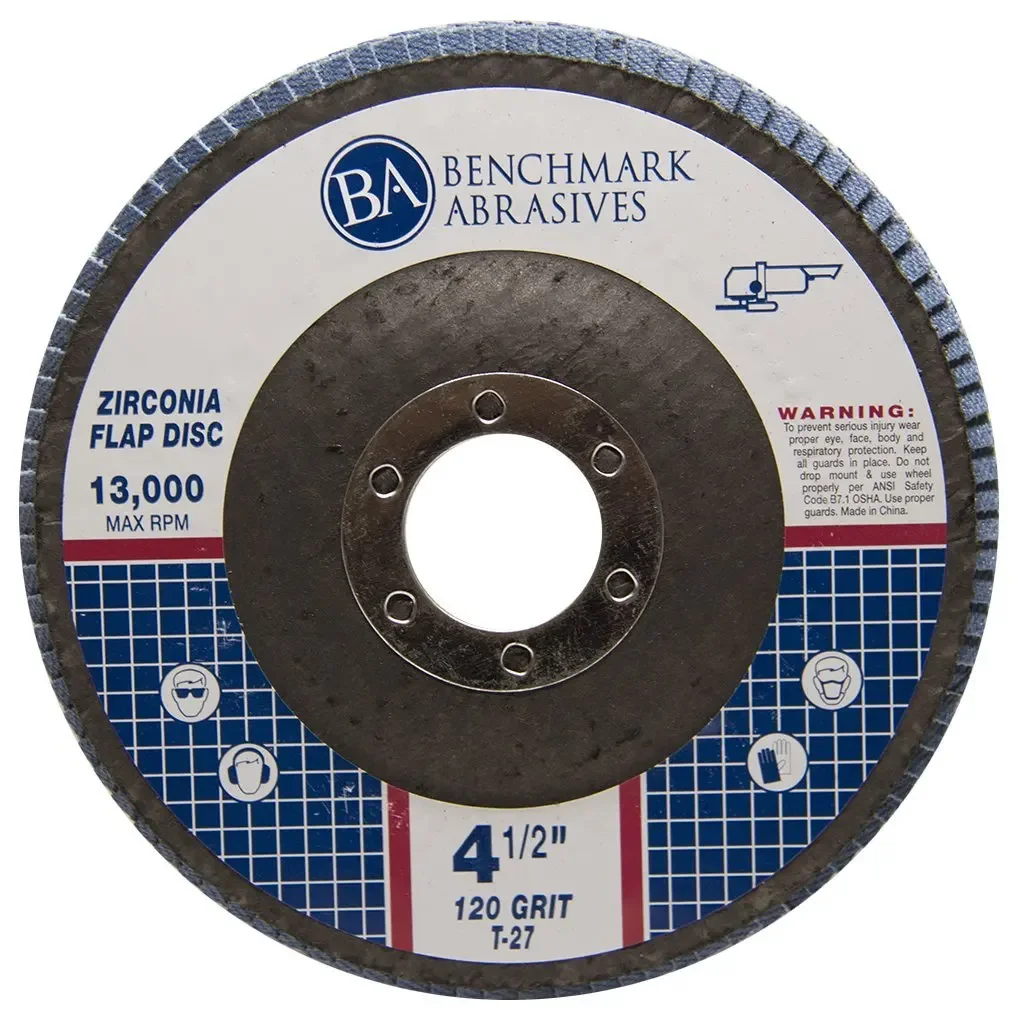 Abrasivos 4,5" x 7/8" Premium Zirconia Tipo 27 Discos de aba 4 1/2 para rebarbadora para aço inoxidável - Discos de lixa, acabamento