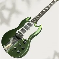 Great Value High Quality Green Color SG Electric Guitar Rosewood Fingerboard Mahogany Guitar Body Free Transportation