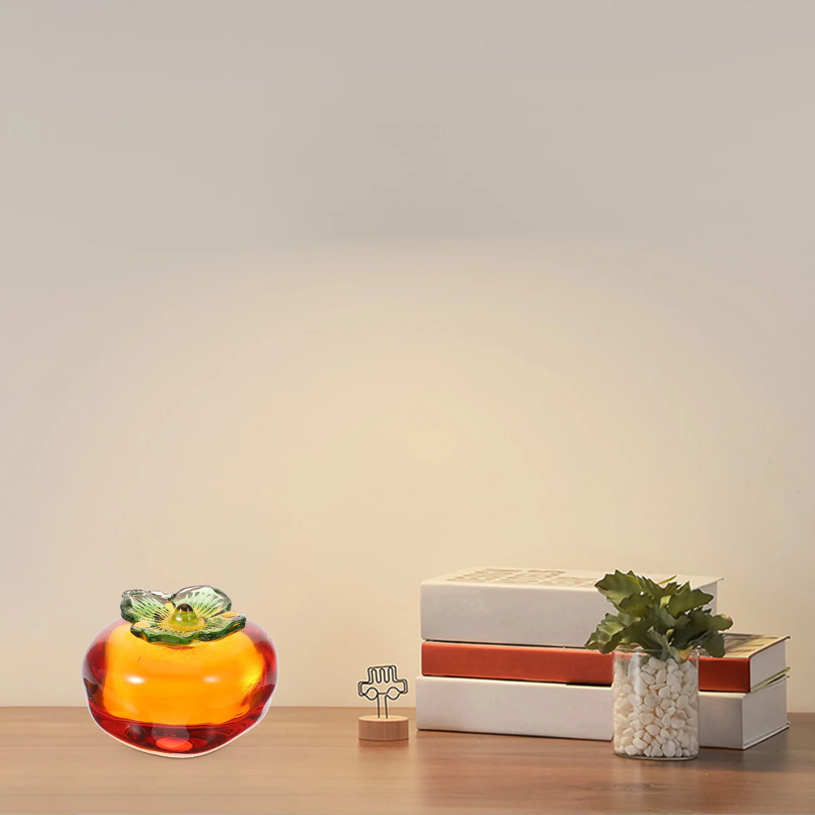 

Glass Persimmon Decor Delicate Vivid Decorative Desktop Garden Tea Table Fruit Adornment Small Fruit Models