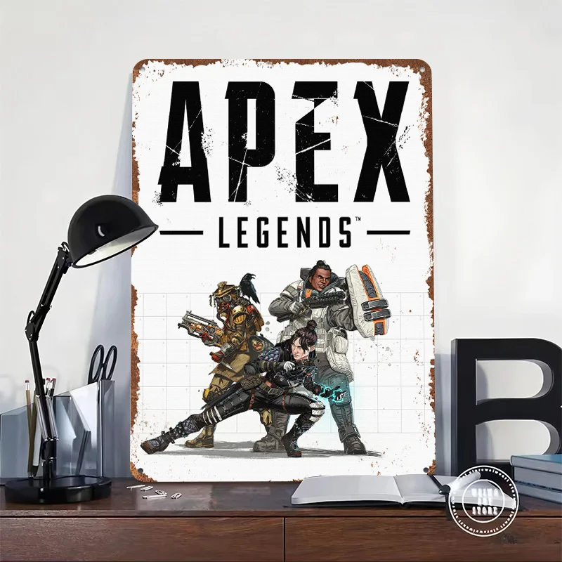 Apex Legends Game Cover Art Printed Poster Customized Wall Art Retro Vintage Metal Tin Signs for House Decor Garage Decorations