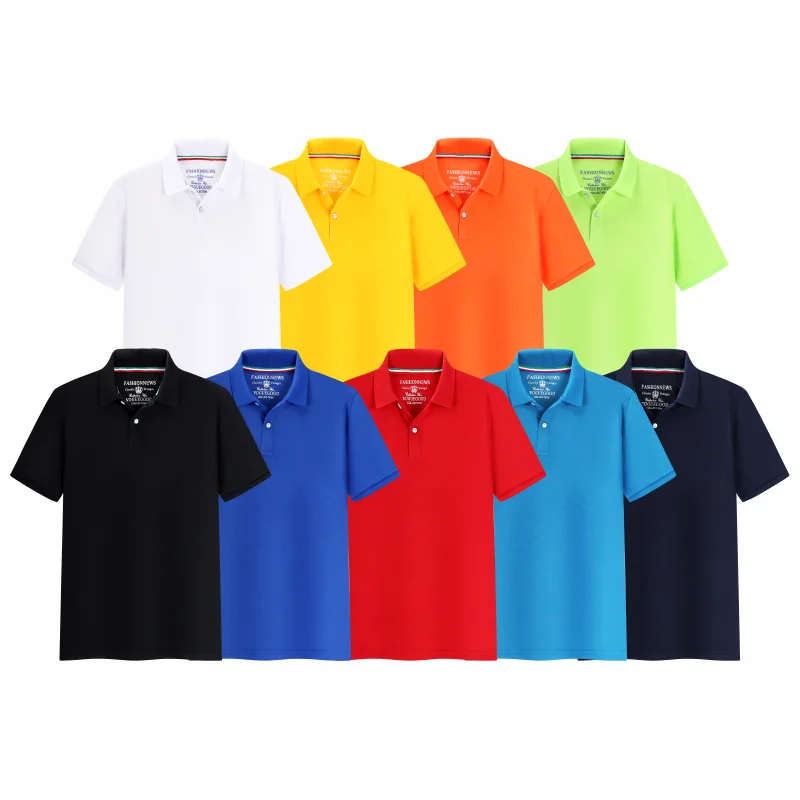 Yaz düz renk açık rahat yaka kısa kollu günlük iş kısa kollu Tops 2024 yeni Unisex Polo gömlekler