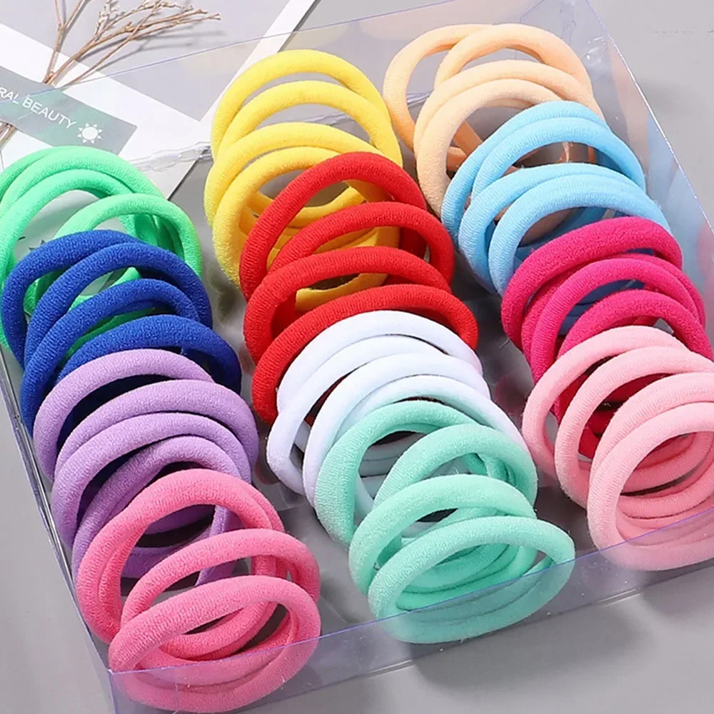 Gomas elásticas para el pelo para niña y mujer, bandas de goma de nailon de colores, accesorios para el cabello, 30 unidades por Set