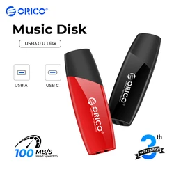 ORICO-USB 3.0 Flash Drives, New Trend, 32GB, 64GB, 128GB, 256GB, Pen Drive, USB 3.0 Stick Pendrive, Preto, Vermelho para Armazenamento Externo