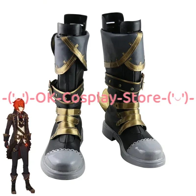 

Game Genshin Impact DILUC Cosplay Shoes High Heel PU Leather Shoes Custom Made Halloween Carnival Boots Cosplay Props