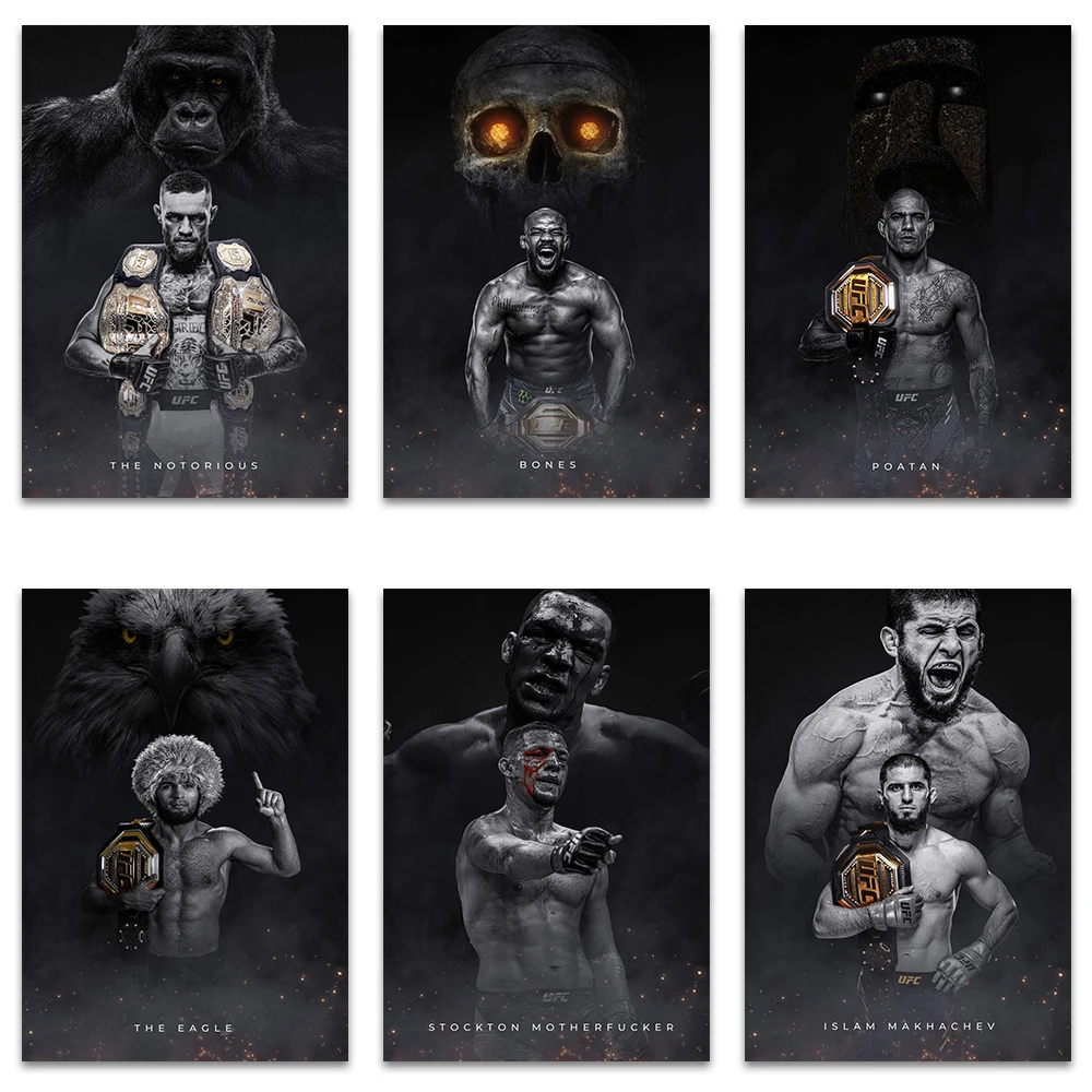 Póster Artístico impreso en lienzo de estrella de lucha de boxeo, pintura decorativa de MMA, decoración moderna para el hogar, regalo para amantes de los deportes de boxeo sin marco