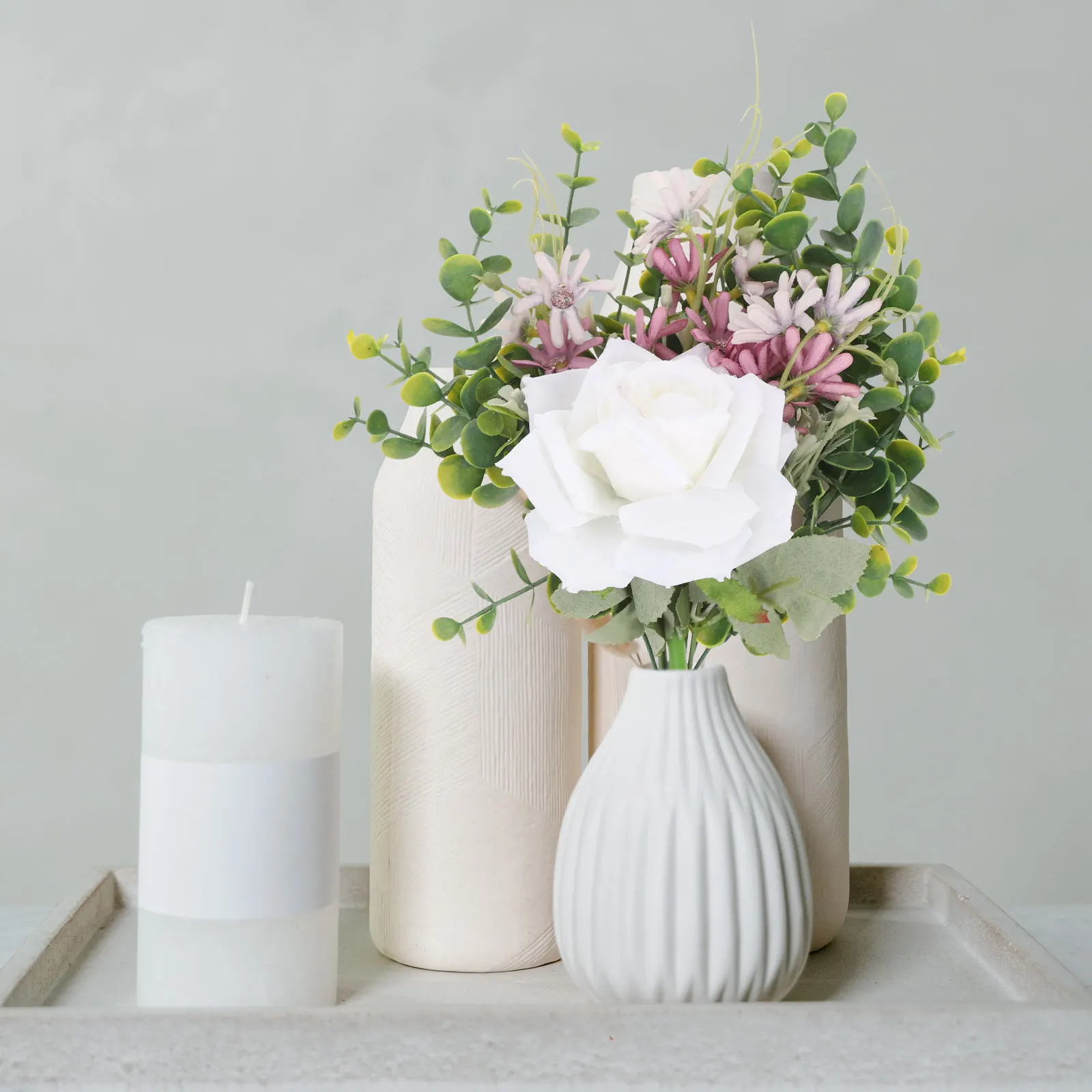 

Artificial Rose Pink White Silk Fake Flowers Bridal Wedding Decor Home Party Wedding Table Centerpiece SuppliesFlowers