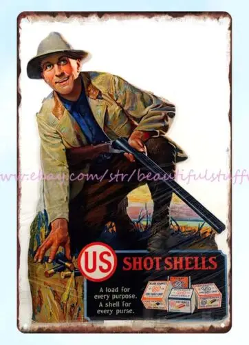 bar club wall plaques US Cartridge Shot Shells hunting rifle ammo metal tin sign