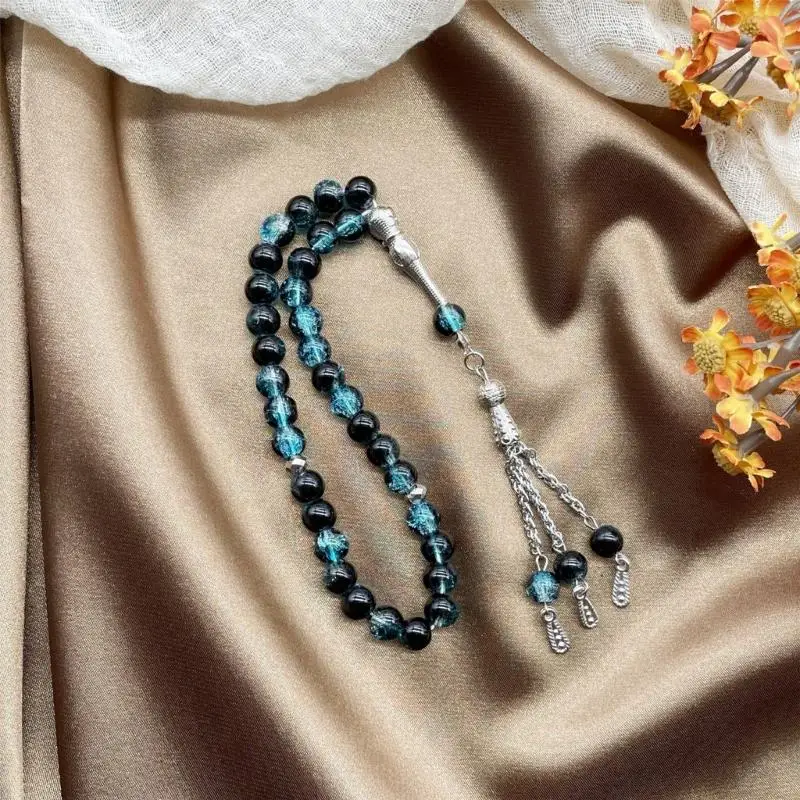 31BF 33 Glass Beads Tasbih Necklace Jewelry for Muslims Worship and Meditation Supply