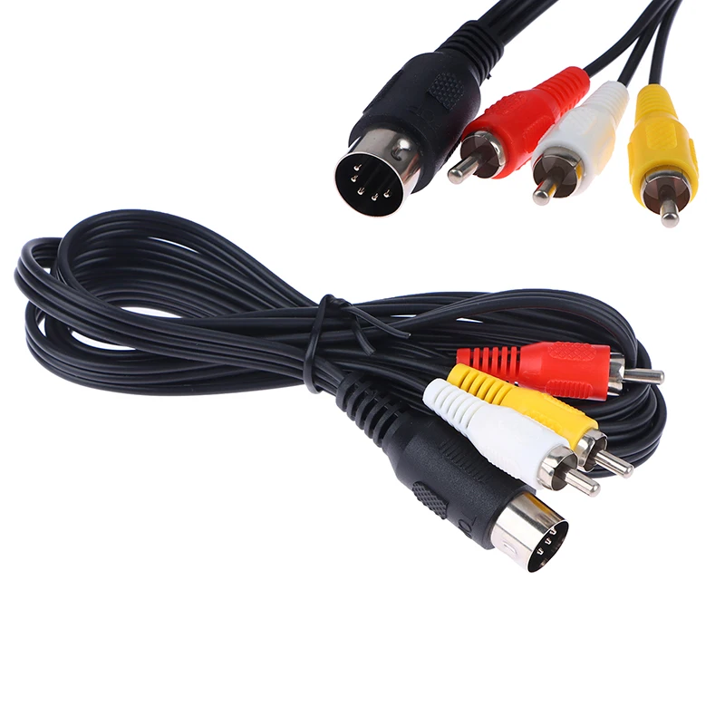 1Pc Black Innovative AV Audio Video Cable Black 1.8M Lossless Conversion For SEGA Mega Drive 1 Genesis 1 RCA Cord