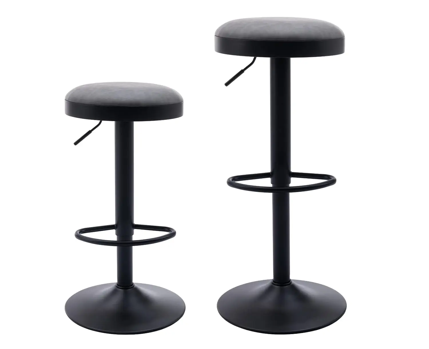 

Round Swivel Counter Height Backless PU Leather Bar Stool Set Adjustable Metal Base Footrest Kitchen Pub Cafe Grey,Customized