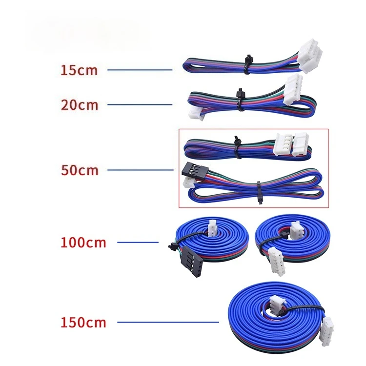 

1/2 шт. 15/20/50/100/150 см 42 провод шагового двигателя XH2.54 терминал Dupont соединительный кабель двигателя 4-контактный-6-контактный, для деталей 3D-принтера