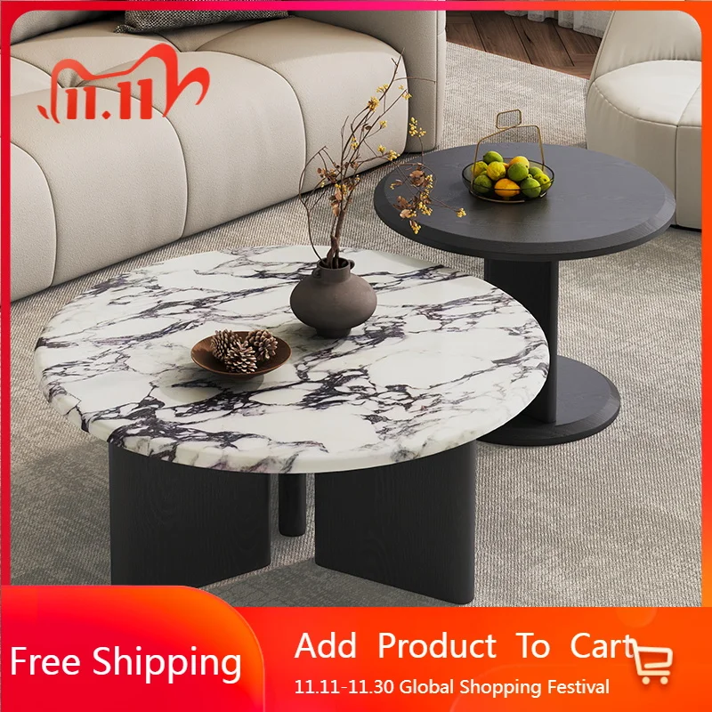 

Designer Nordic Coffee Table Luxury Bedroom Living Room Round Standing Moving Side Table Writing Mesa Auxiliar Home Furniture