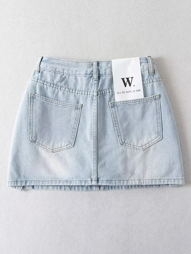 

Джинсовая юбка с высокой талией. Женская модная облегающая дизайнерская универсальная юбка с открытым разрезом. Уличная юбка трапециевидной формы.