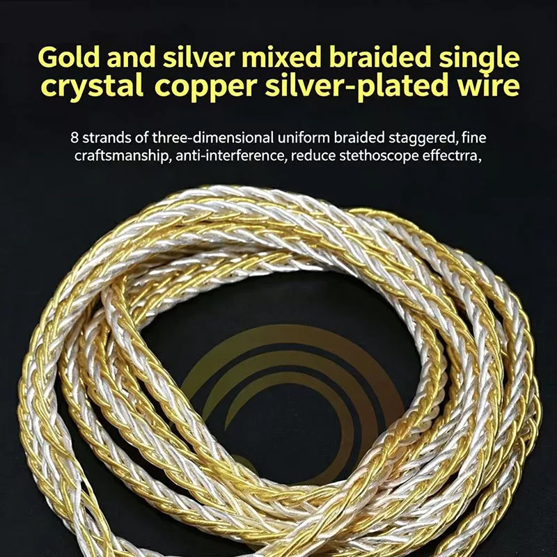 Kabel do słuchawek bezprzewodowych QCC5181 Bluetooth 5.4, 8-żyłowy, z pozłacaną i posrebrzaną miedzią, obsługuje LDAC, do MMCX 0.78 0.75 — zdjęcie produktu 5
