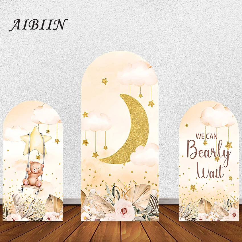 

AIBIIN Moon Star Bear Background Arch Doubleside Elastic Wedding Birthday Decoration Customizable Photography Backgrounds