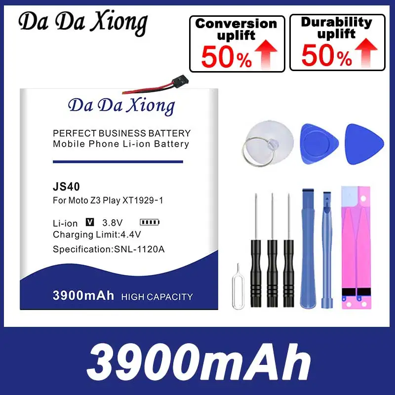 DaDaXiong  New 3900mAh JS40 Bateria for MOTOROLA Moto Z3 Play XT1929-1 XT1929-4 XT1929-5 XT1929-6 XT1929-8 Free Tape Sticker