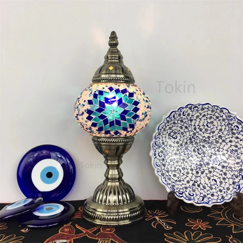 

E14 Настольная лампа с мозаикой, винтажная лампа в стиле арт-деко, ручная работа, лампы De Mesa, стеклянная кровать, лампы Con Mosaicos, ночные огни