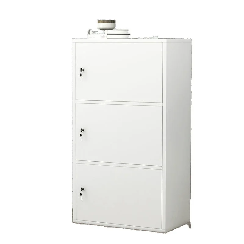 Simple cabinet with lock, multi-layer locker with door wooden cabinet