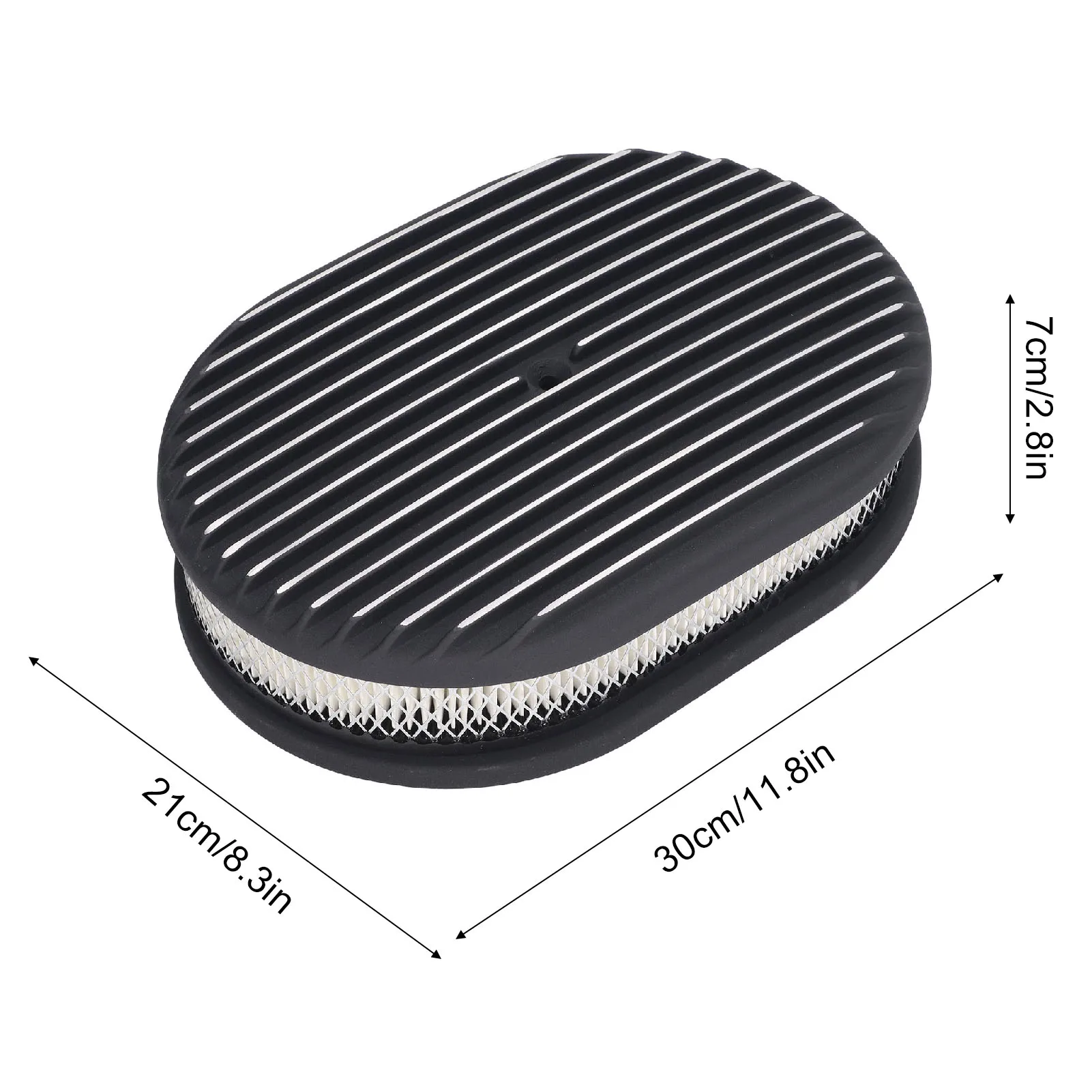 Limpiador de aire con aletas completas, aleación de aluminio, negro, para carburadores con apertura de 5 1/8 pulgadas y 4 barriles, limpiador de aire de 12 pulgadas, limpiador de aire con aletas completas