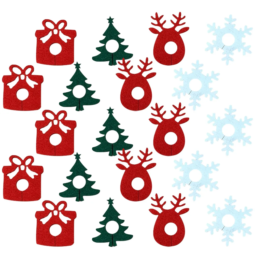 

40 Pcs Christmas Glass Felt Rings Party Drink Markers Reusable Decorative Bar Tools Glass Identifiers Easy to Clean