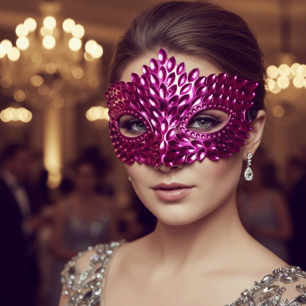 Costume Eyewear Metallic Masquerade Mask Crystal Shiny Venetian Mask Textured Hollowed Half Facepiece Photo Props