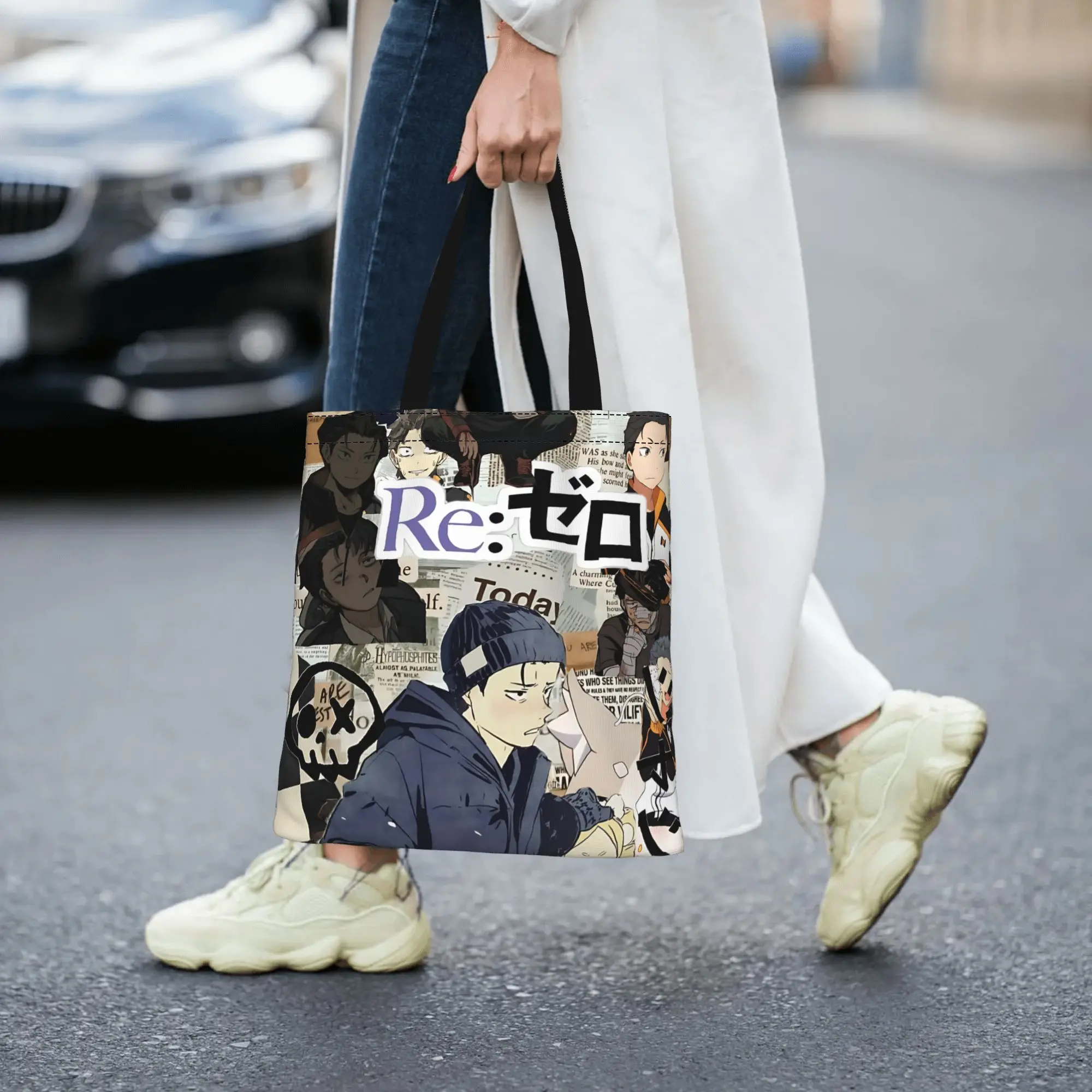 Bags For Woman Re ZERO Anime Shopping Bag Its bags Reusable Double Sided Canvas Tote Bag Shoulder  Handbag