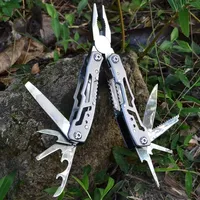 Military-Grade Stainless Steel Multitool - 12-in-1 Folding Pliers with Screwdriver & Survival Knife, Compact EDC Tool