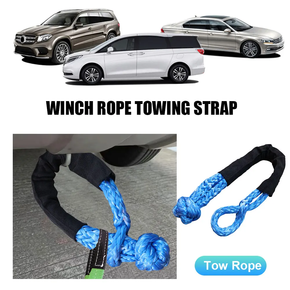 Car Trailer Tape Rope 38000 Pound Soft Shackle Synthetic Recovery Tow Strap Wear-resistant SUV Towing Strap for ATV UTV SUV