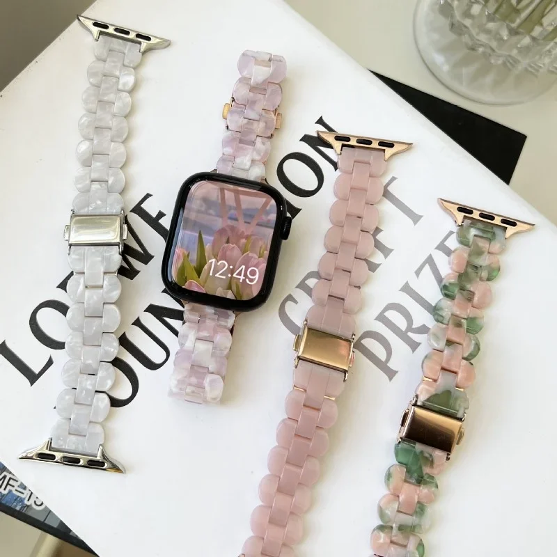 Resin Strap for apple watch band 49mm 40mm 45mm 41mm 38mm 42mm bracelet correa iWatch series 3 4 5 6 se 7 Replacement Watchband