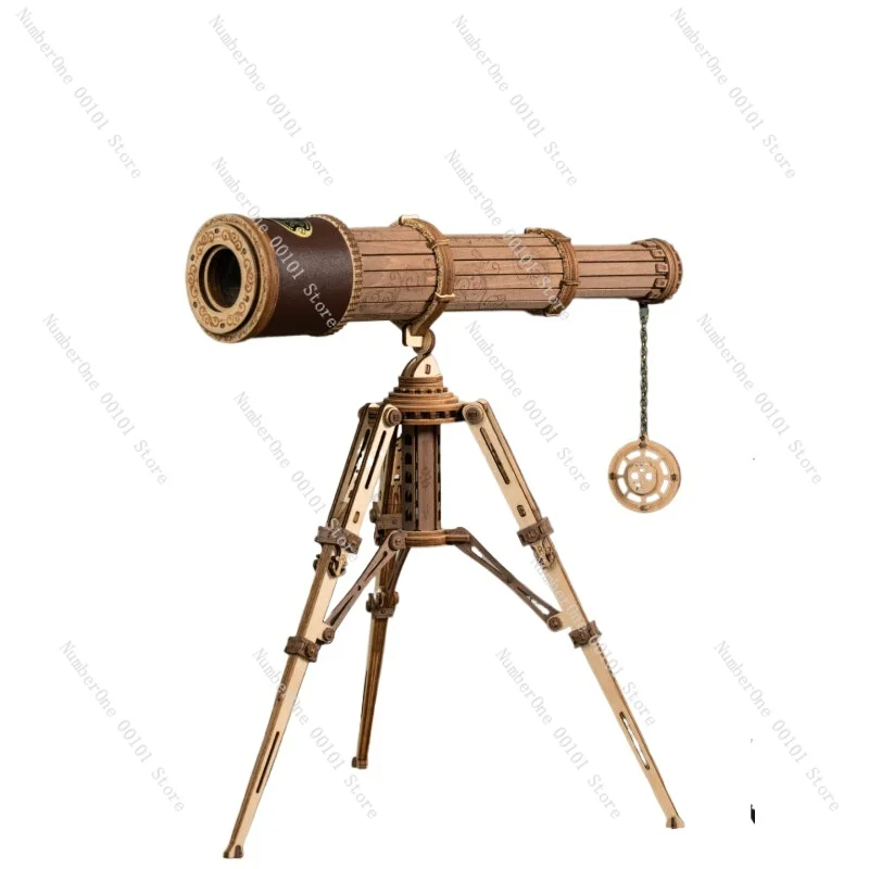 DIY Wooden Monocular Telescope 3D Puzzle Mechanical Optical Model Building Kit Handmade Desk Decor Educational Gift For Boys