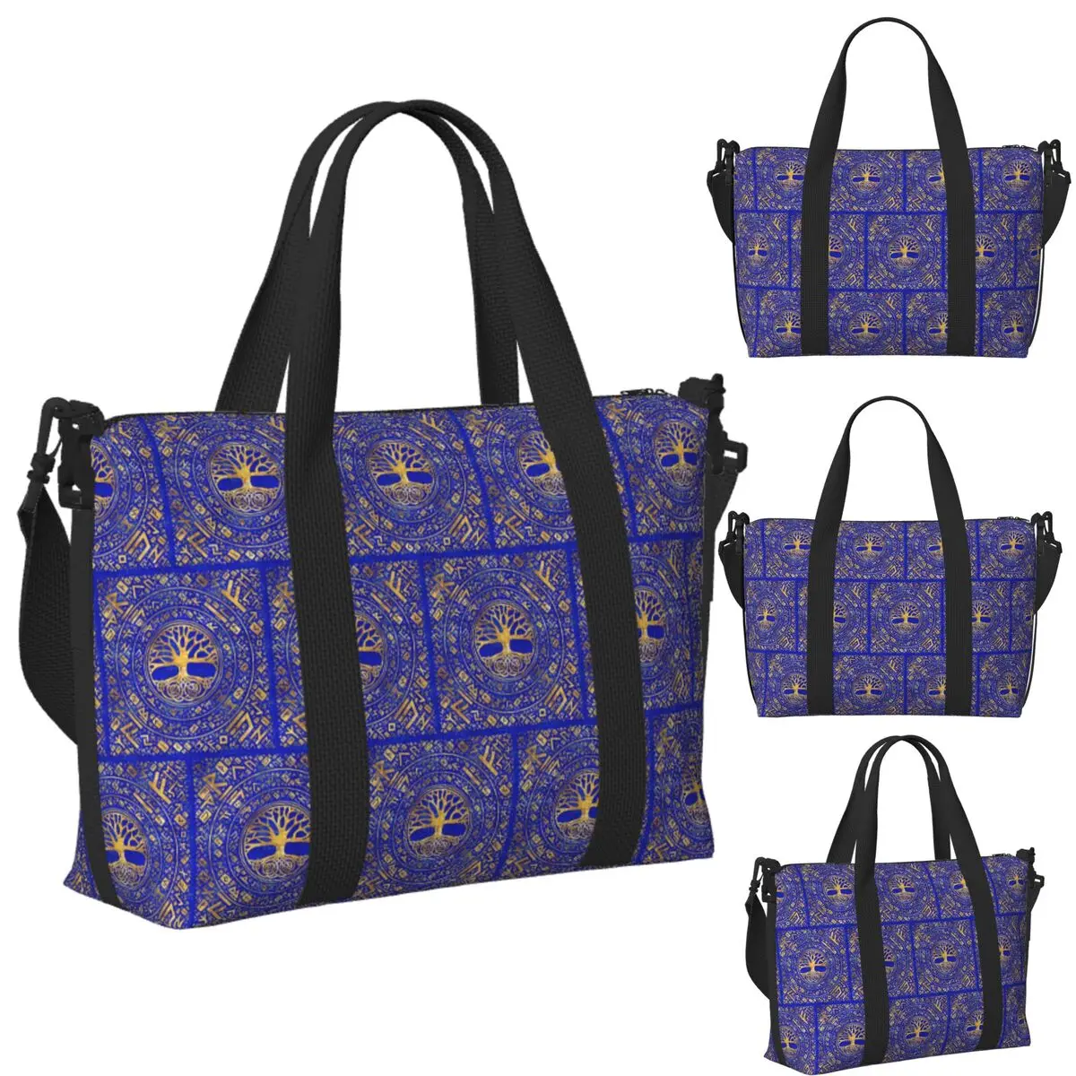 

Tree Of Life Yggdrasil Lapis Lazuli Beach Travel Bag Large Capacity Tote Bags for Gym Yoga Women Shopping Duffle Shoulder Bag