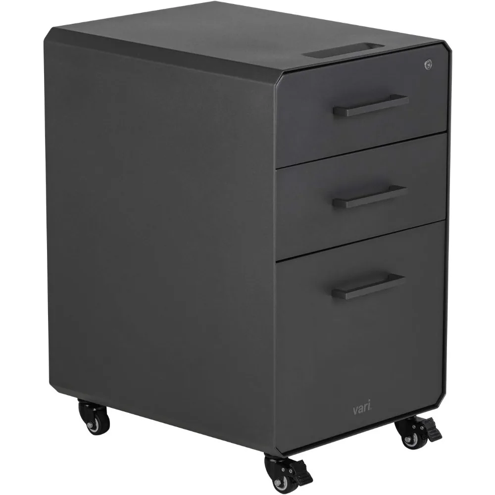 

Three Drawer File Cabinet - Mobile Filing Cabinet for Home or Office - Hanging File Storage - Lockable Drawers with Heavy-Duty