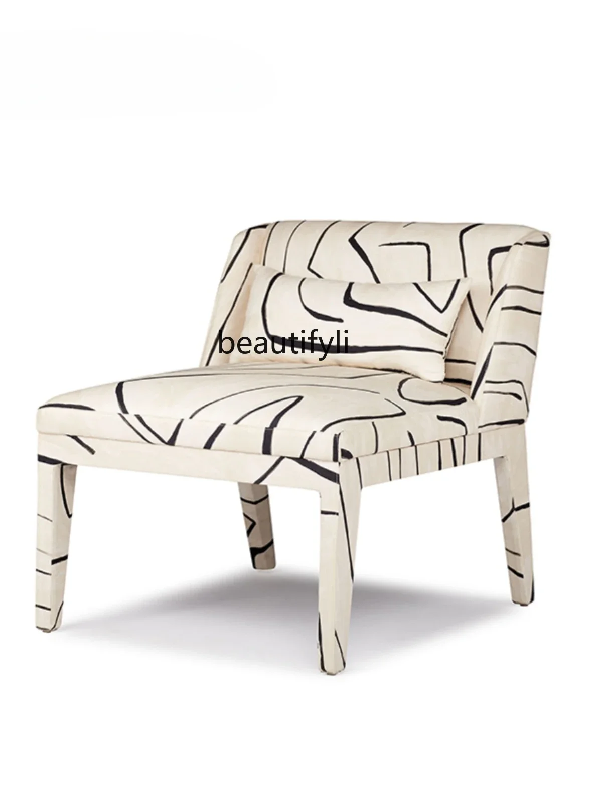 

Modern & Minimalism Designer Art Black and White Fabric Leisure Chair Living Room Single-Seat Sofa Chair Exquisite