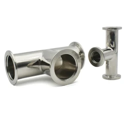304 Stainless Steel Vacuum Tee KF16 KF25 KF40 KF50 T Flange Straight Triple Clamp Connector Fittings Pipe 30/40/55/75mm Ring OD