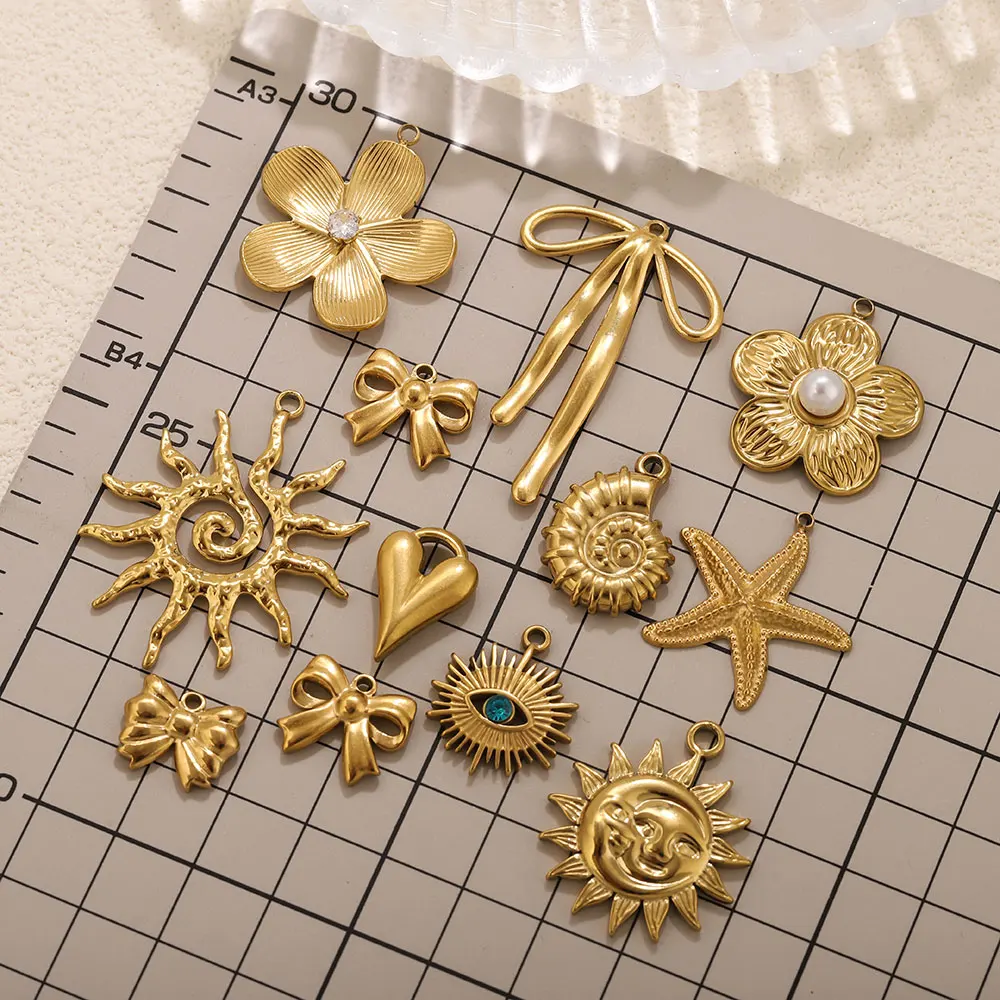 المعلقات الفولاذ المقاوم للصدأ DIY بها بنفسك امرأة القرط قلادة صنع المجوهرات الاكسسوارات زهرة الشمس القلب نجم البحر سحر موصل