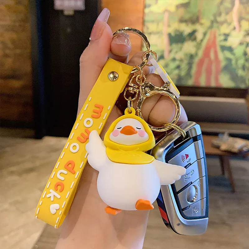 2022 Yellow White Duck Funny Doll Pendant MOMO Duck Bag Accessories Keychain Pendant Car Pendant Gift keyrings