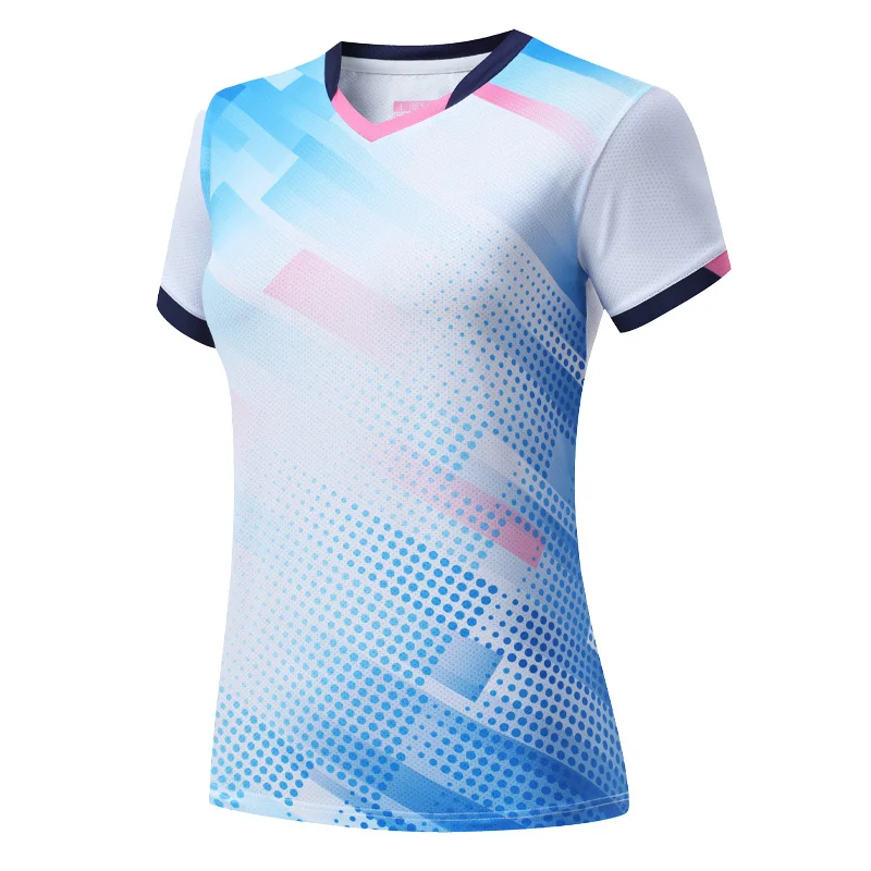 Fashion Badminton Jerseys Women Breathable Tennis Ping Pong Sports High Uniform Workout Clothes Running Yoga Gym Short Sleeves