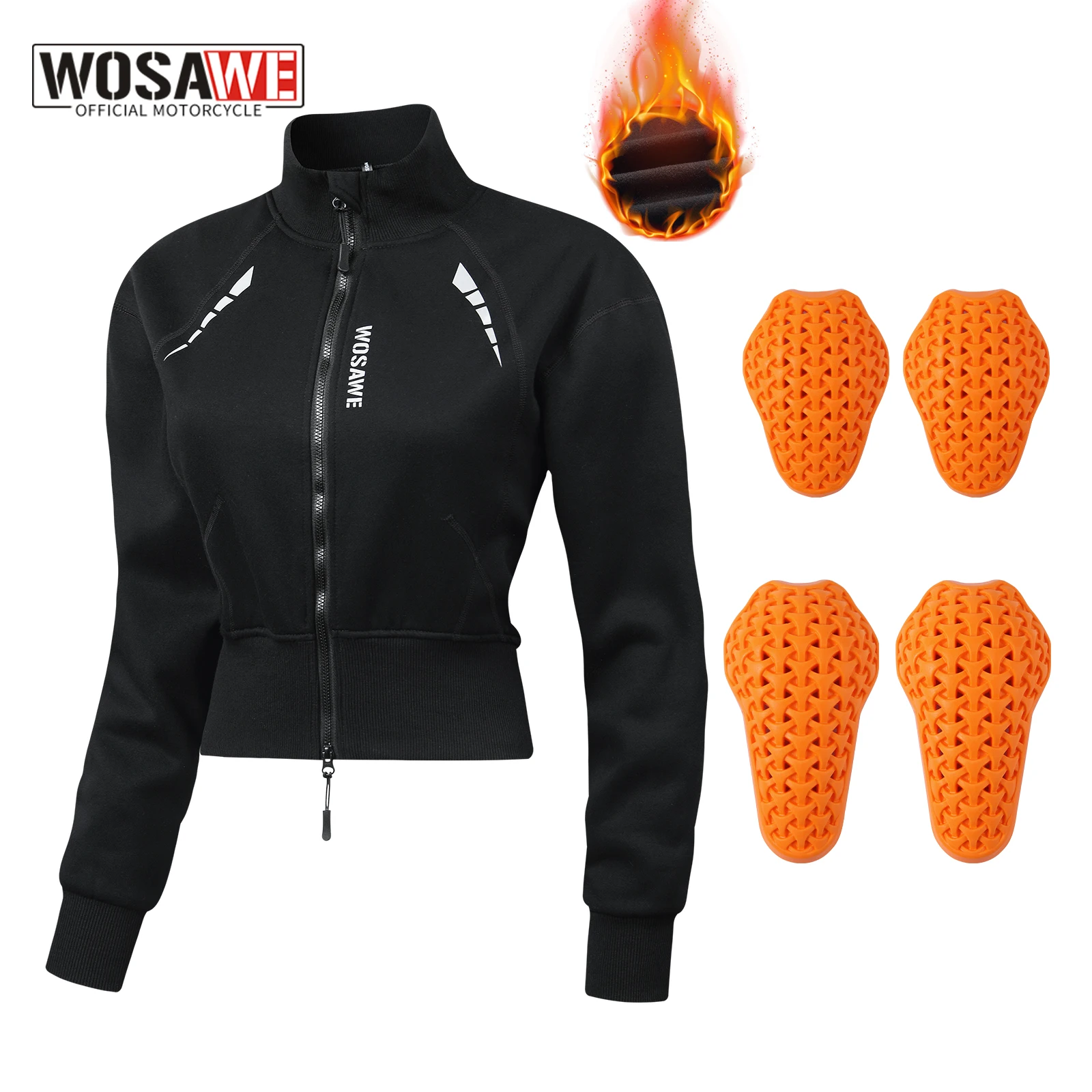 WOSAWE Winter Women Motorcycle Jacket Women Motorbike Riding Coat With Soft Pads Casual Moto Riding Clothes