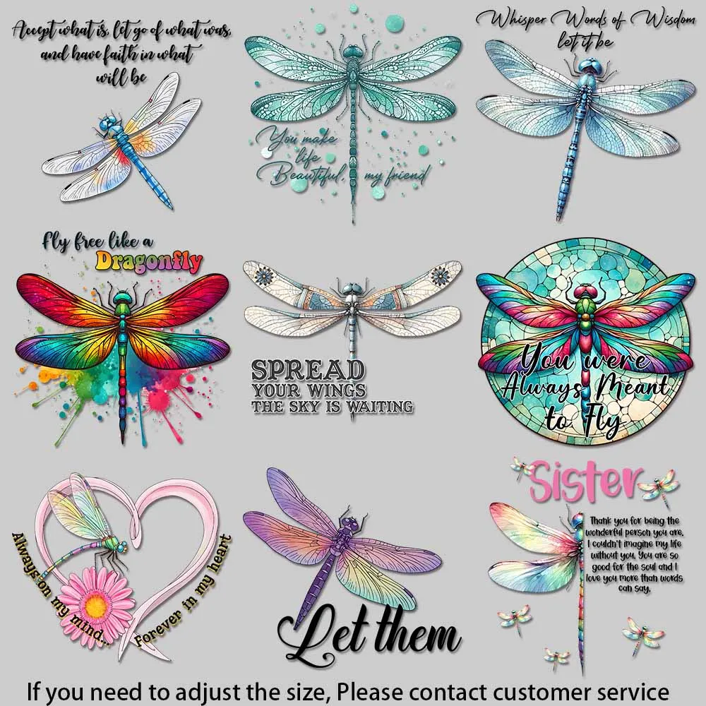 Creative Heat Press Decals - Watercolor & Graphic Style Dragonfly, Blossom, Dandelion for DIY Clothing & Home Decor