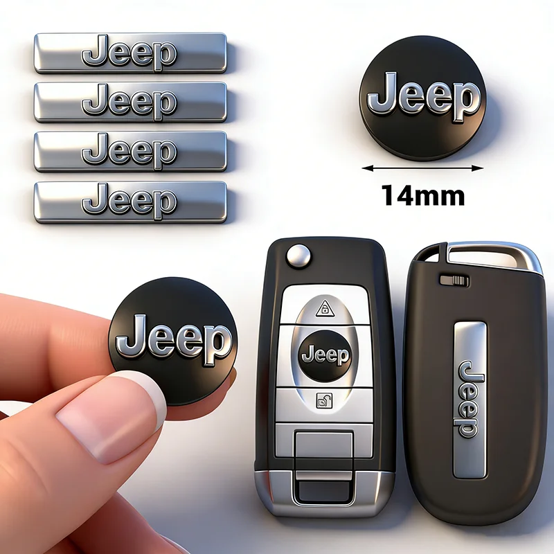 Emblemas e Adesivos de Acessórios para Chave Remota de Carro para Jeep Wrangler, Grand Cherokee, Compass, Wagoneer, Gladiator, Avenger JK