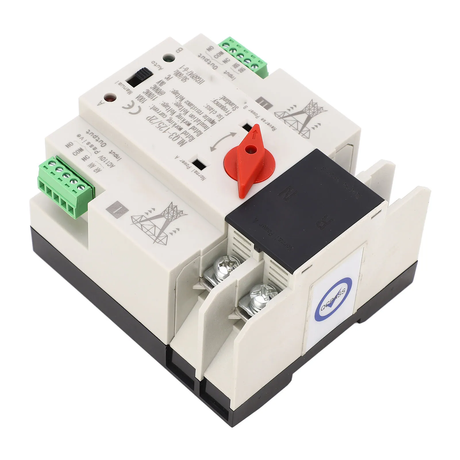 AC110V 100A 2P Automatic Transfer Switch 35mm Rail Mounting 2P ATS Generator Transfer Changeover Switch