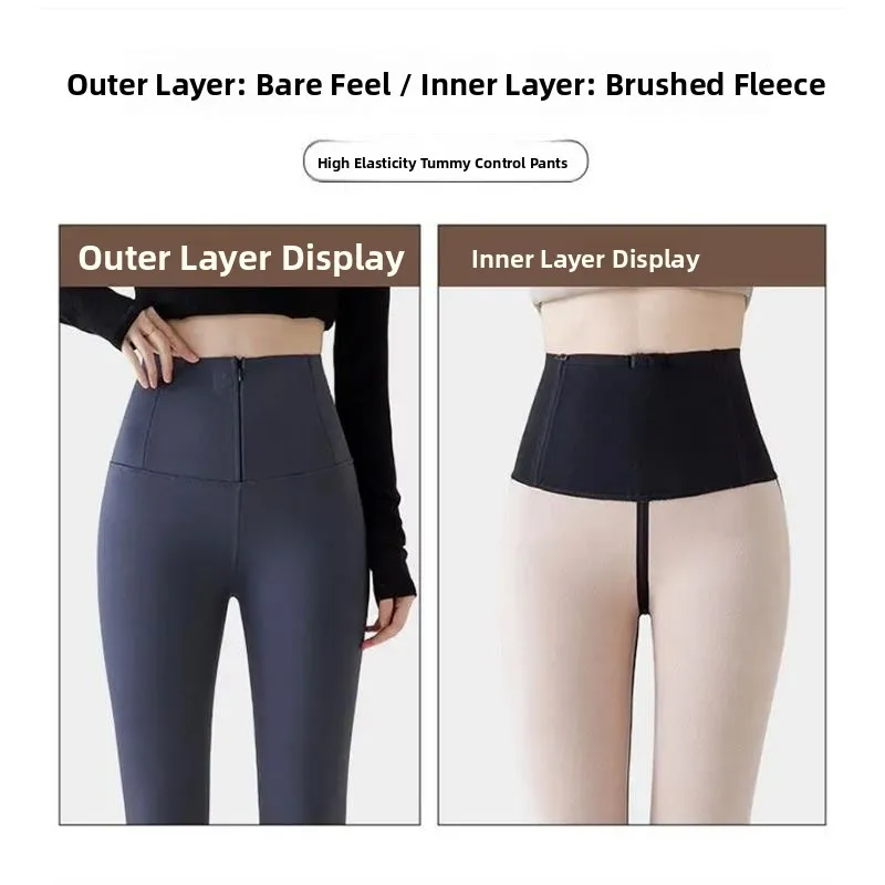 High Waist Yoga Pants Autumn Winter Zipper Buttoned New Sle Versatile Base Layer Pants Tummy Control Butt Lifting Slimming ...