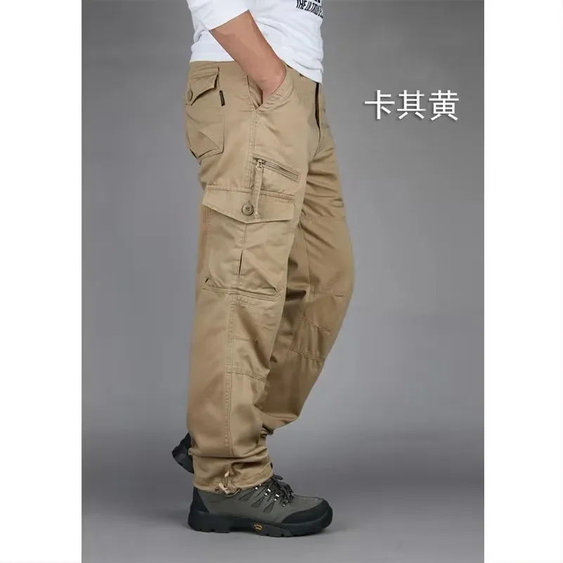 Cotton Men's Cargo Pants Spring Autumn Casual Multi Pockets Long Trousers for Men Straight Slacks Military Tactical Pants Y2k