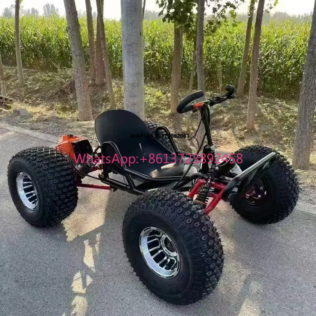 90CC 2-stroke Gas Chain Drive Off-Road Buggy Go Kart 45km/h Drift Adults/Kids 4/6/8 Inch Tires High Carbon Steel